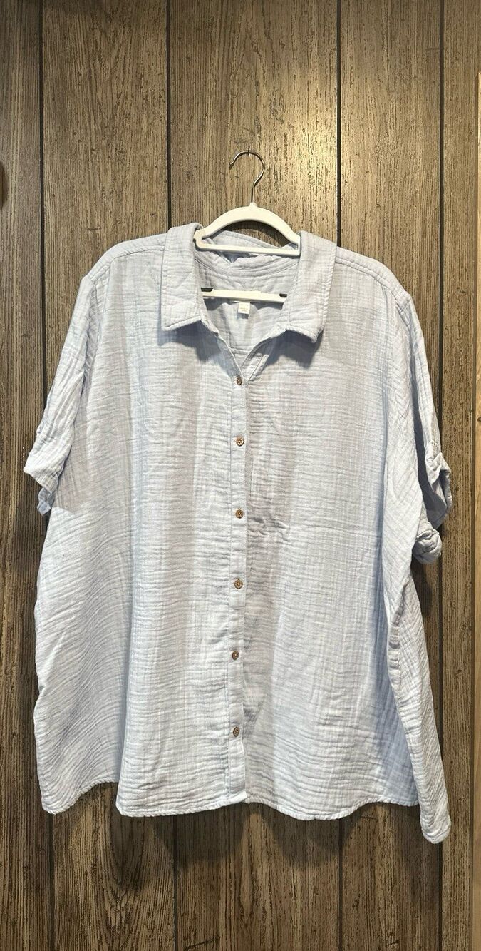 Susan Graver PURE Regular Cotton Gauze Button Front Tunic